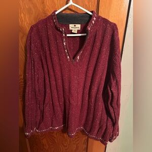 Woolrich Burgundy Wool Zip Cardigan